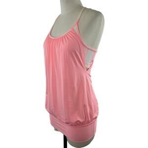 Lululemon Pink White No Limits Stripe Tank w/ Built In Sports Bra Yoga Size 4